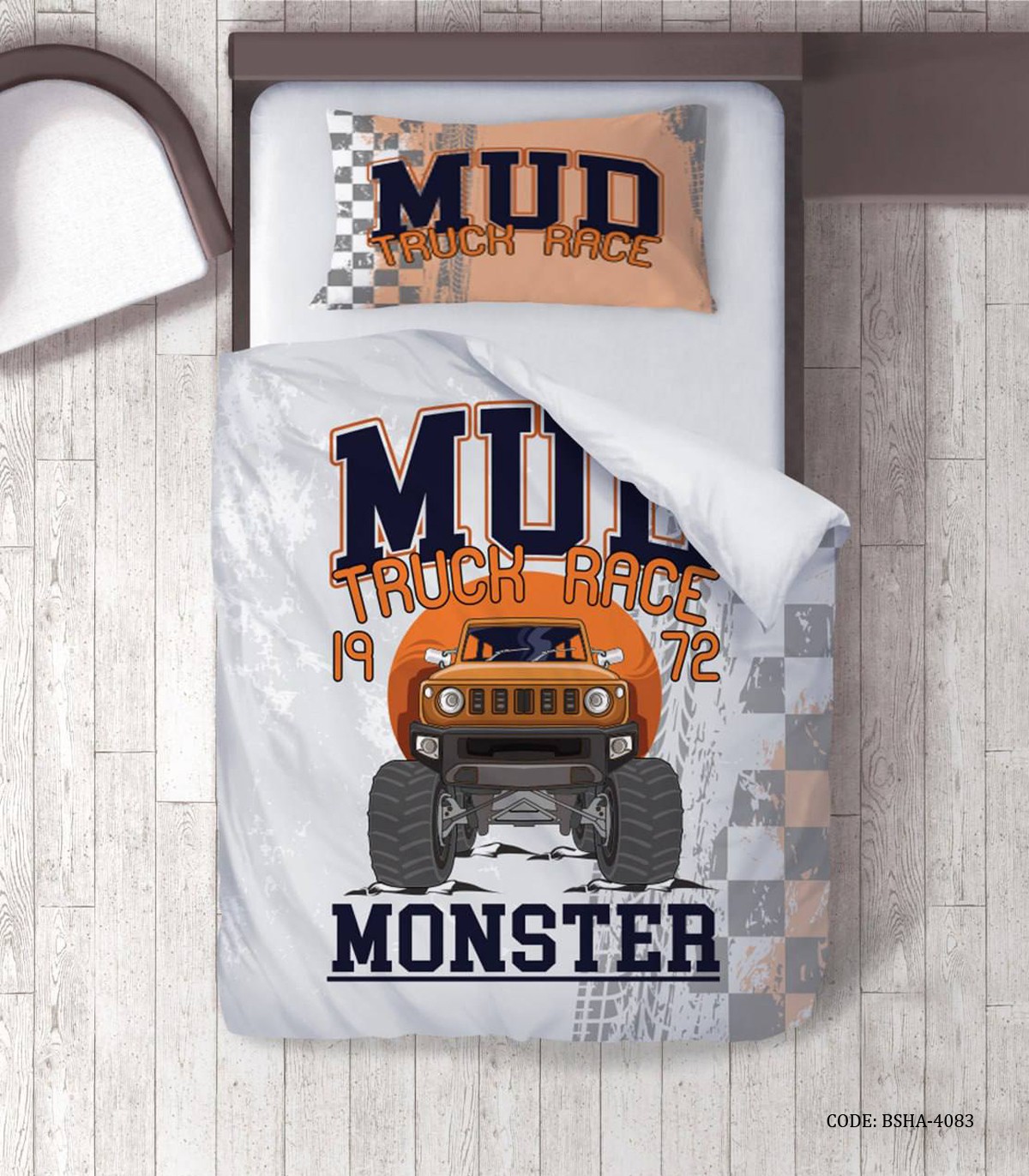 روتختی پسرانه 4 تکه طرح ماشین مدل Truck Race 1972