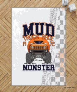 فرش اتاق پسرانه طرح ماشین مدل Truck Race 1972