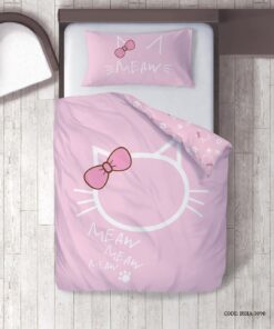 روتختی صورتی دخترانه 4 تکه طرح گربه مدل Meau