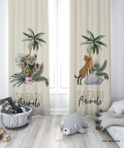 پرده پانچی دو تکه اتاق پسرانه طرح یوزپلنگ مدل CHEETAH