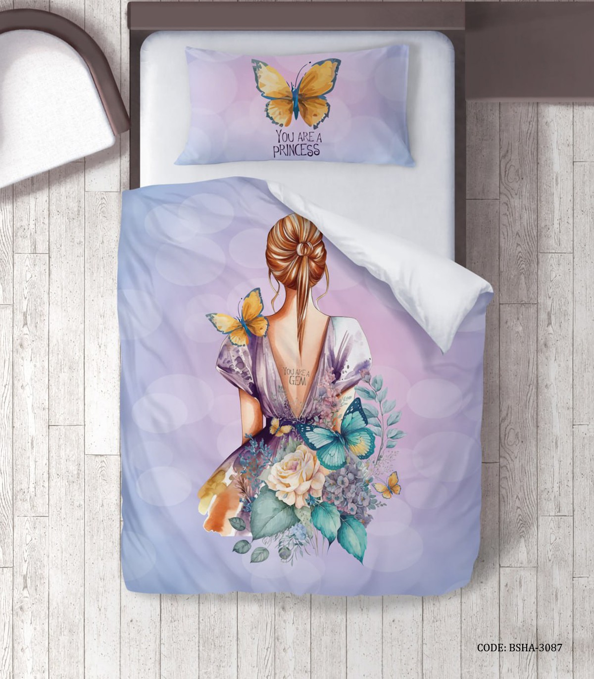 روتختی دخترانه یاسی بنفش 4 تکه طرح دختر مدل You Are a GEM