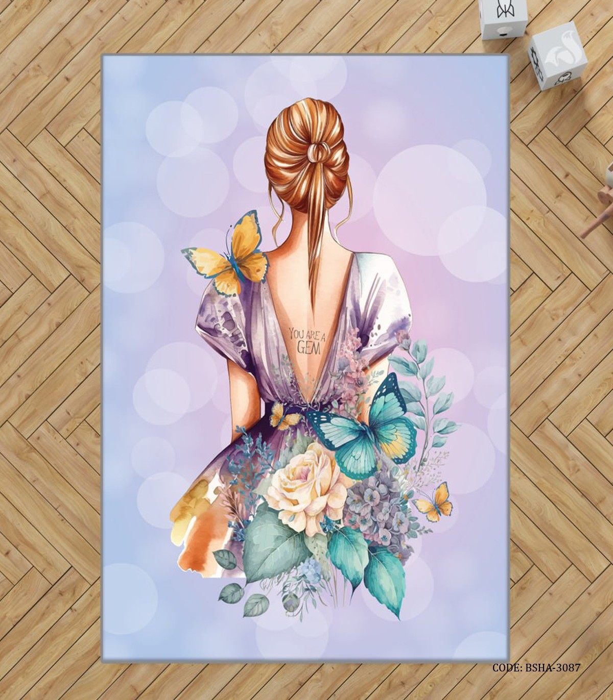 فرش اتاق دخترانه طرح دختر مدل You Are a GEM