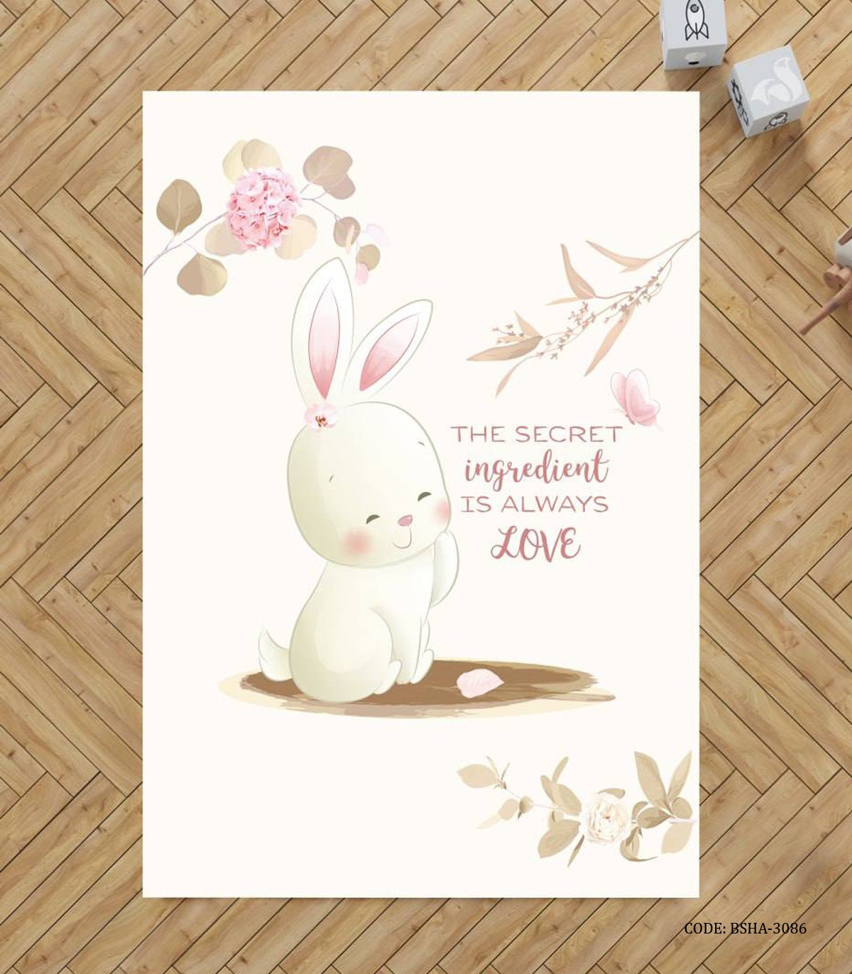 فرش اتاق دخترانه طرح خرگوش مدل The secret of love