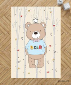فرش اتاق پسرانه طرح خرس مدل The king of the toys land