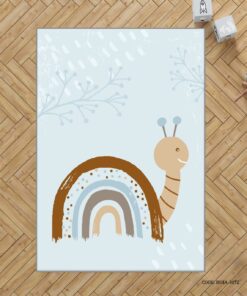 فرش آبی اتاق پسرانه طرح حلزون مدل Snail