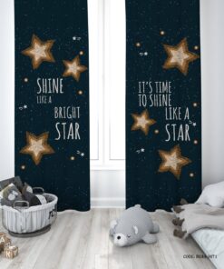 پرده پانچی دو تکه اتاق پسرانه طرح ستاره مدل Shine Like a Star