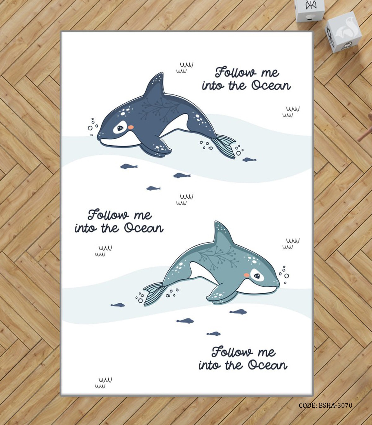 فرش اتاق پسرانه طرح دلفین مدل In the Ocean