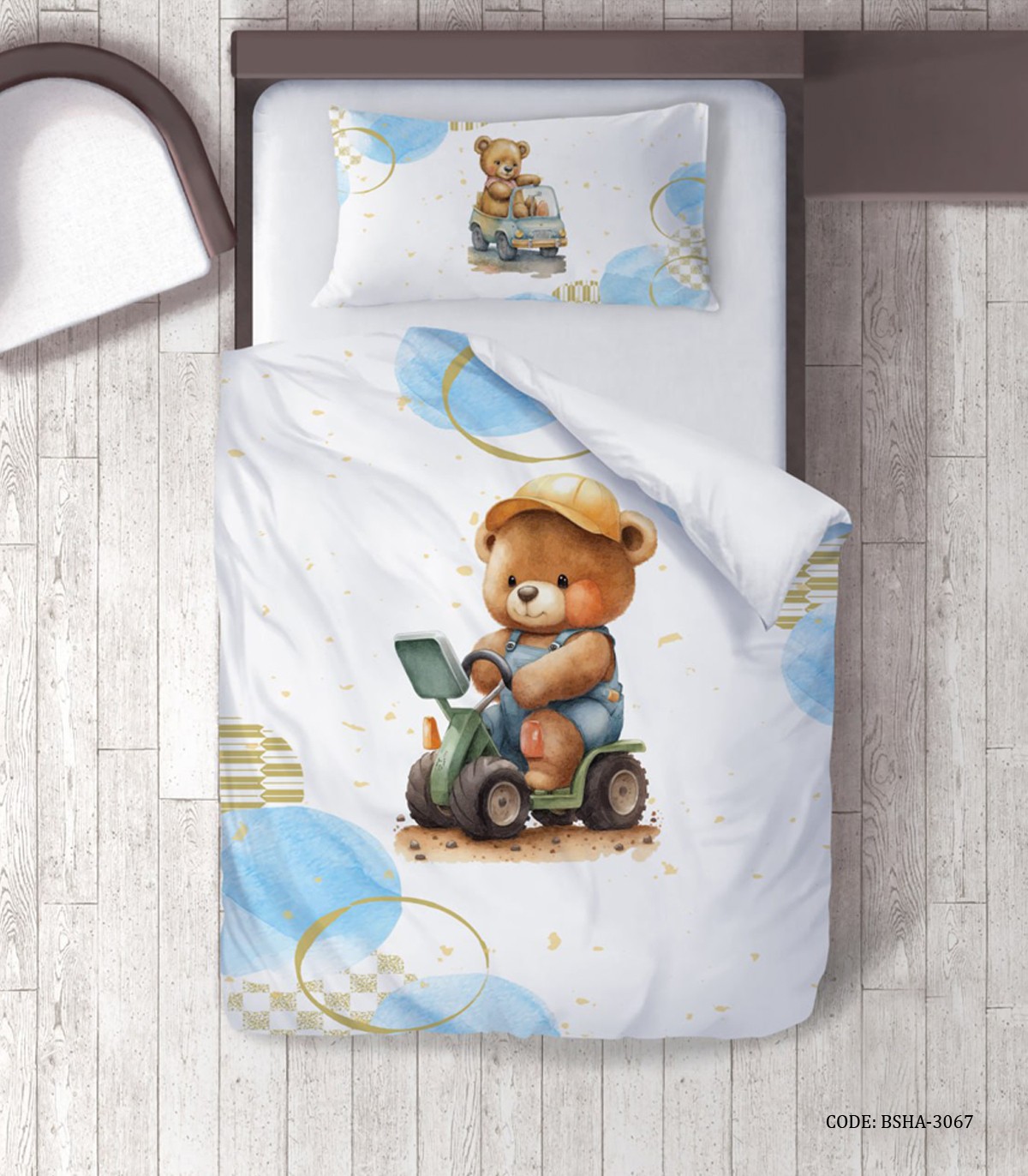 روتختی پسرانه 4 تکه طرح خرس موتور سوار مدل  Bear Driver