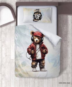 روتختی پسرانه 4 تکه طرح خرس تدی هدفون دار مدل listen to Music