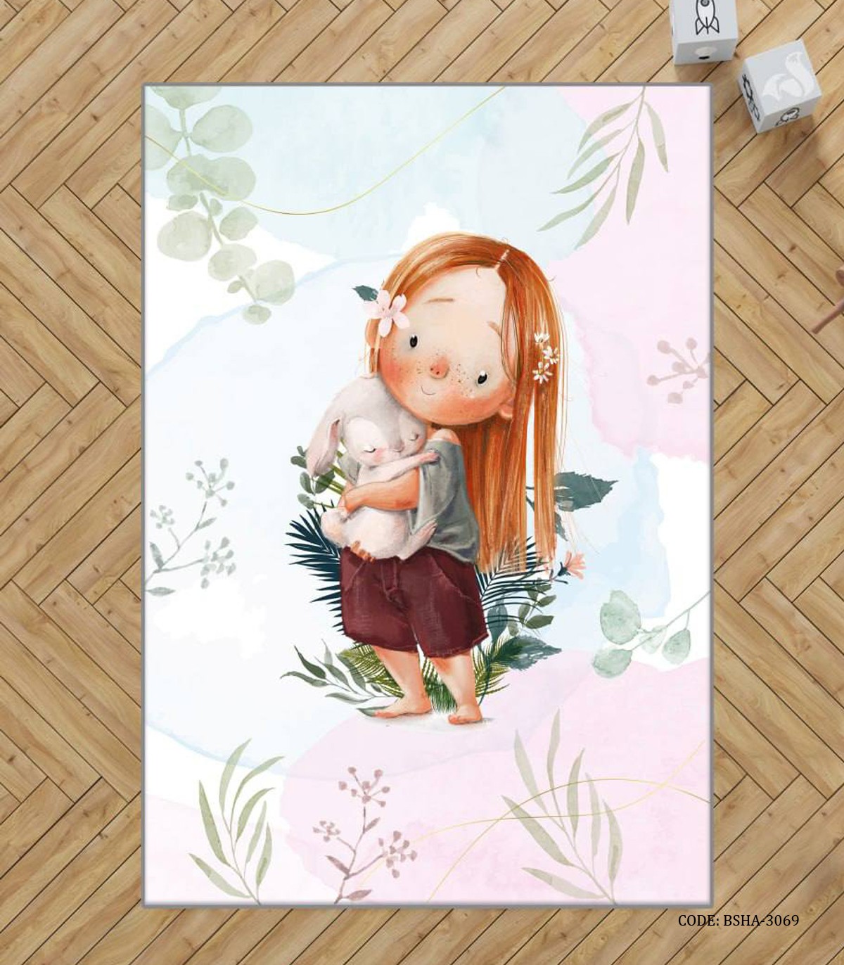 فرش اتاق دخترانه طرح دختر خرگوش به دست مدل My Doll