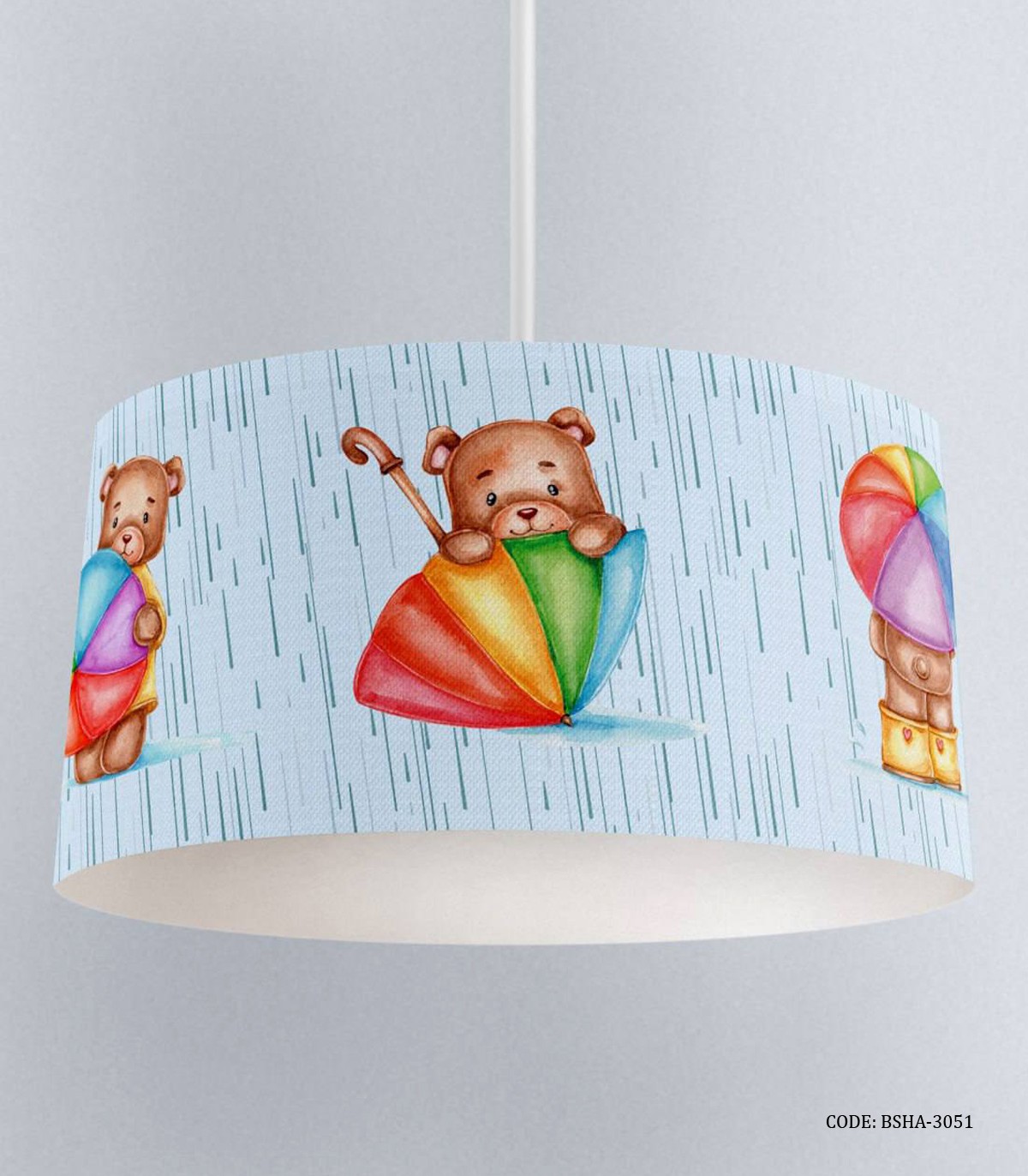 لوستر اتاق پسرانه طرح خرس و چتر مدل It"s Rainy