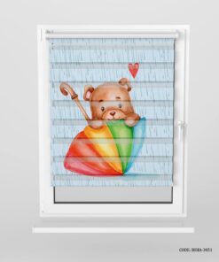 پرده زبرا اتاق پسرانه طرح خرس و چتر مدل It"s Rainy