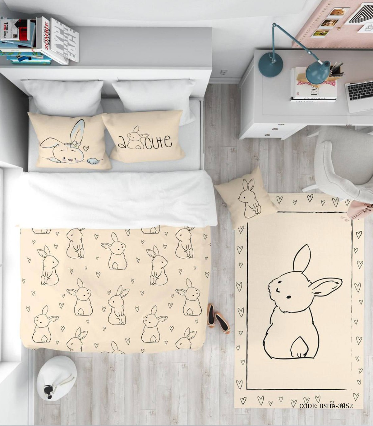 روتختی کودک دخترانه طرح خرگوش مدل I am Cute