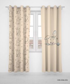 پرده پانچی دو تکه اتاق دخترانه طرح خرگوش مدل I am Cute