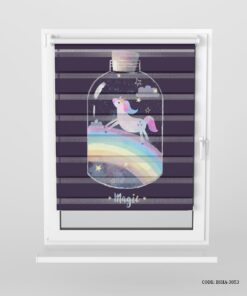 پرده زبر بنفش ا اتاق دخترانه طرح رنگین کمان و اسب تک شاخ مدل Magic