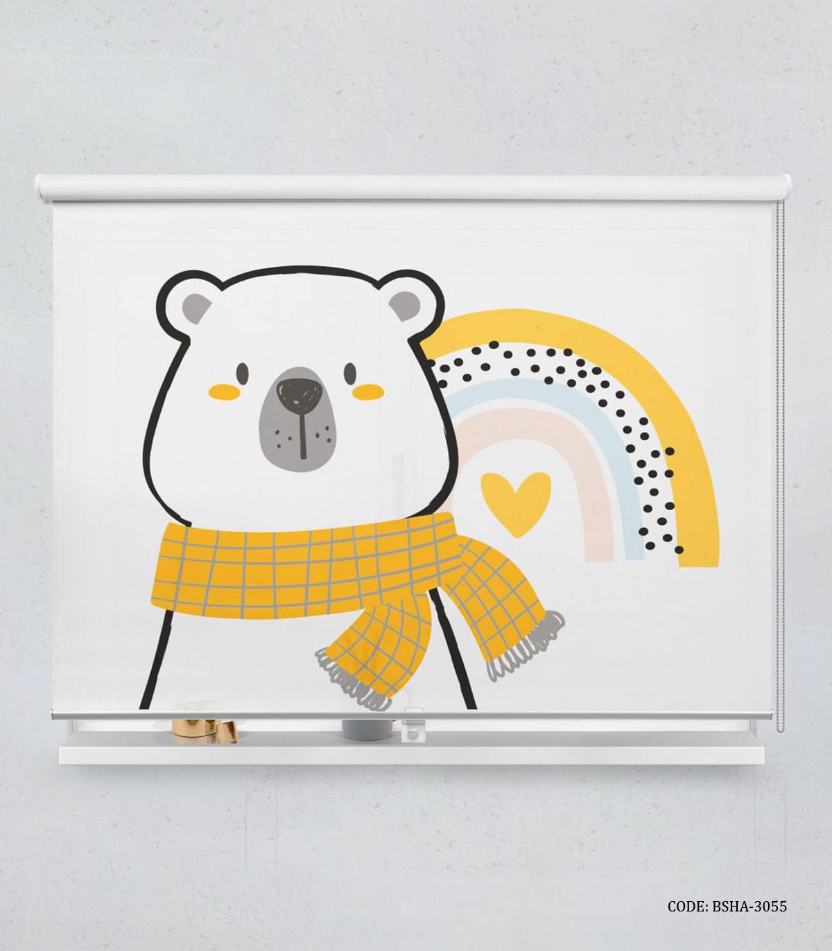 پرده شید اتاق پسرانه طرح خرس قطبی مدل It"s Winter