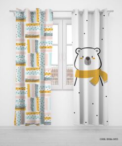 پرده پانچی دو تکه اتاق پسرانه طرح خرس قطبی مدل It"s Winter