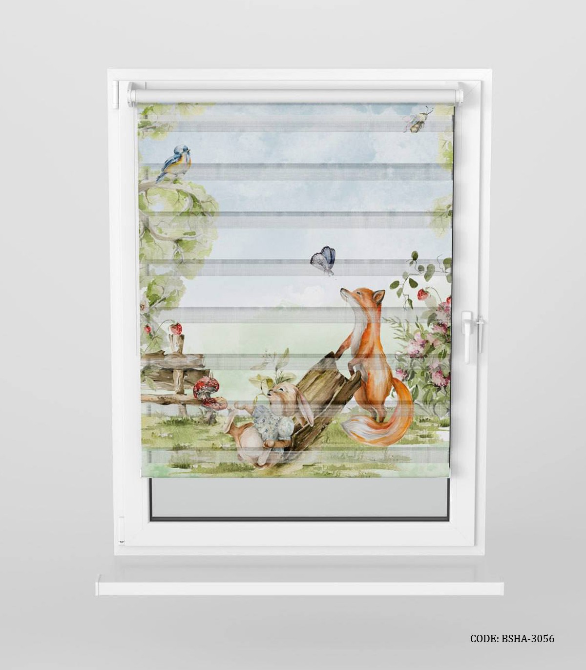 پرده زبرا اتاق پسرانه طرح روباه و خرگوش مدل We"re Friends