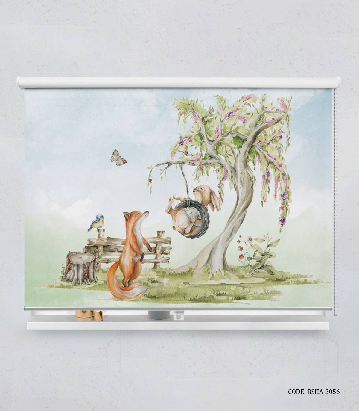 پرده شید اتاق پسرانه طرح روباه و خرگوش مدل We"re Friends