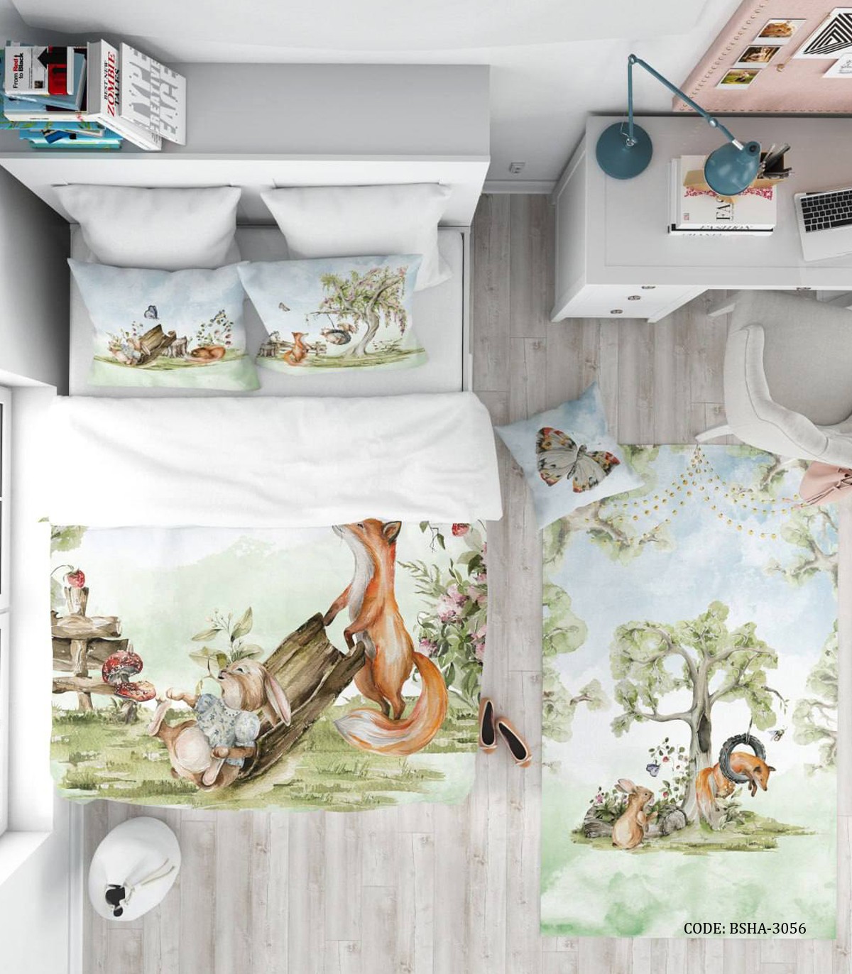 روتختی کودک پسرانه طرح روباه و خرگوش مدل We"re Friends