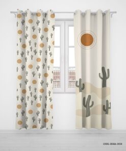 پرده پانچی دو تکه اتاق پسرانه طرح خورشید مدل Desert