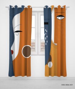 پرده پانچی دو تکه اتاق دخترانه طرح نیمرخ مدل Sideview