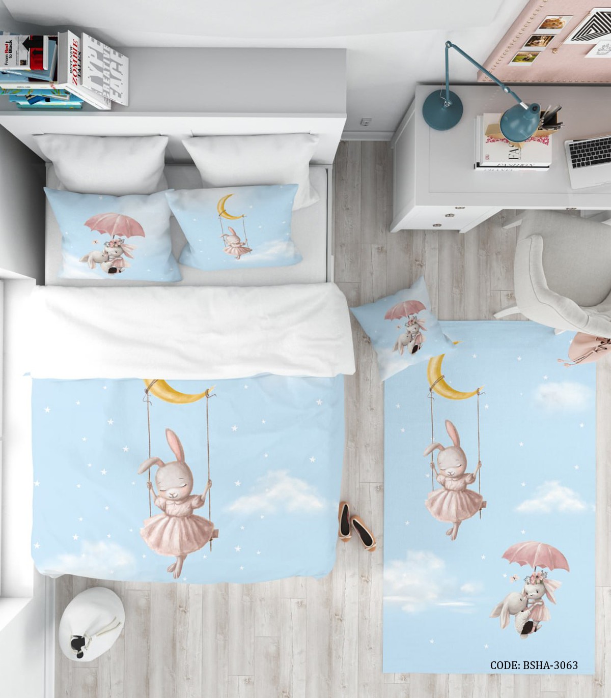 روتختی کودک دخترانه طرح خرگوش مدل Be Free