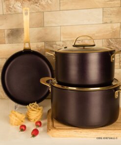 سرویس قابلمه گرانیتی 11 پارچه دسته طلایی ویراکیش مدل سورنا