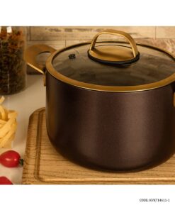 سرویس قابلمه گرانیتی 11 پارچه ویراکیش قهوه ای دسته طلایی مدل سورنا