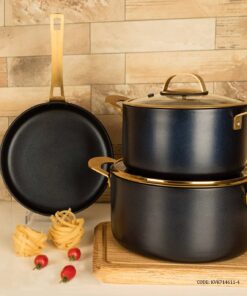 سرویس قابلمه گرانیتی 11 پارچه ویراکیش سورمه ای طلایی مدل سورنا