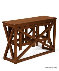 ست میز و نیمکت دونفره کمجا چوبی مدل نیروانا