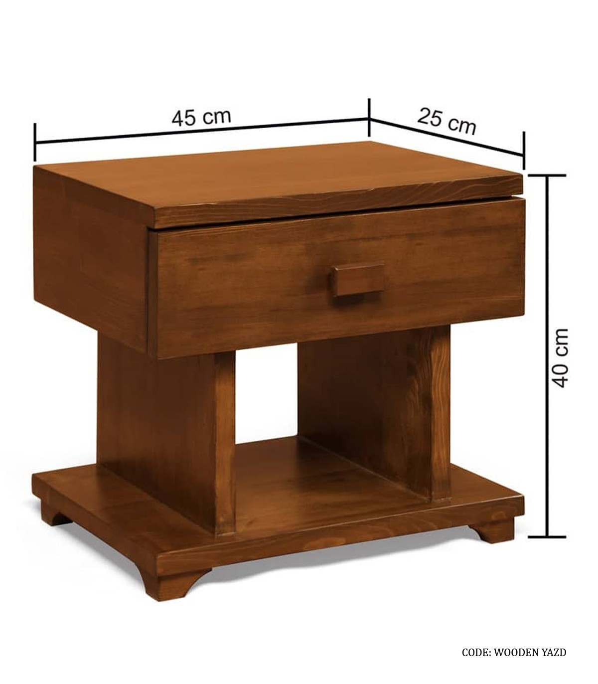پا تختی چوبی تک کشو مدل روناک