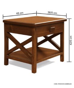 میز پا تختی چوبی تک کشو مدل ضربدری