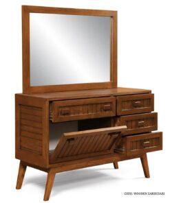 میز آرایش و دراور چوبی 4 کشو مدل ضربدری