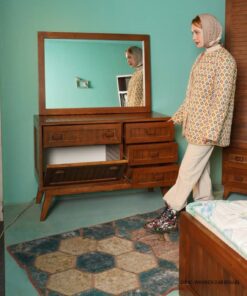 میز آرایش و دراور چوبی 4 کشو مدل ضربدری