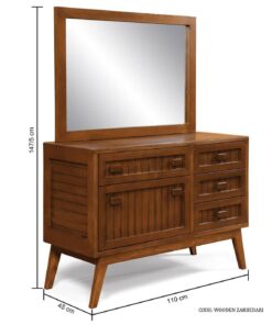 میز آرایش و دراور چوبی 4 کشو مدل ضربدری