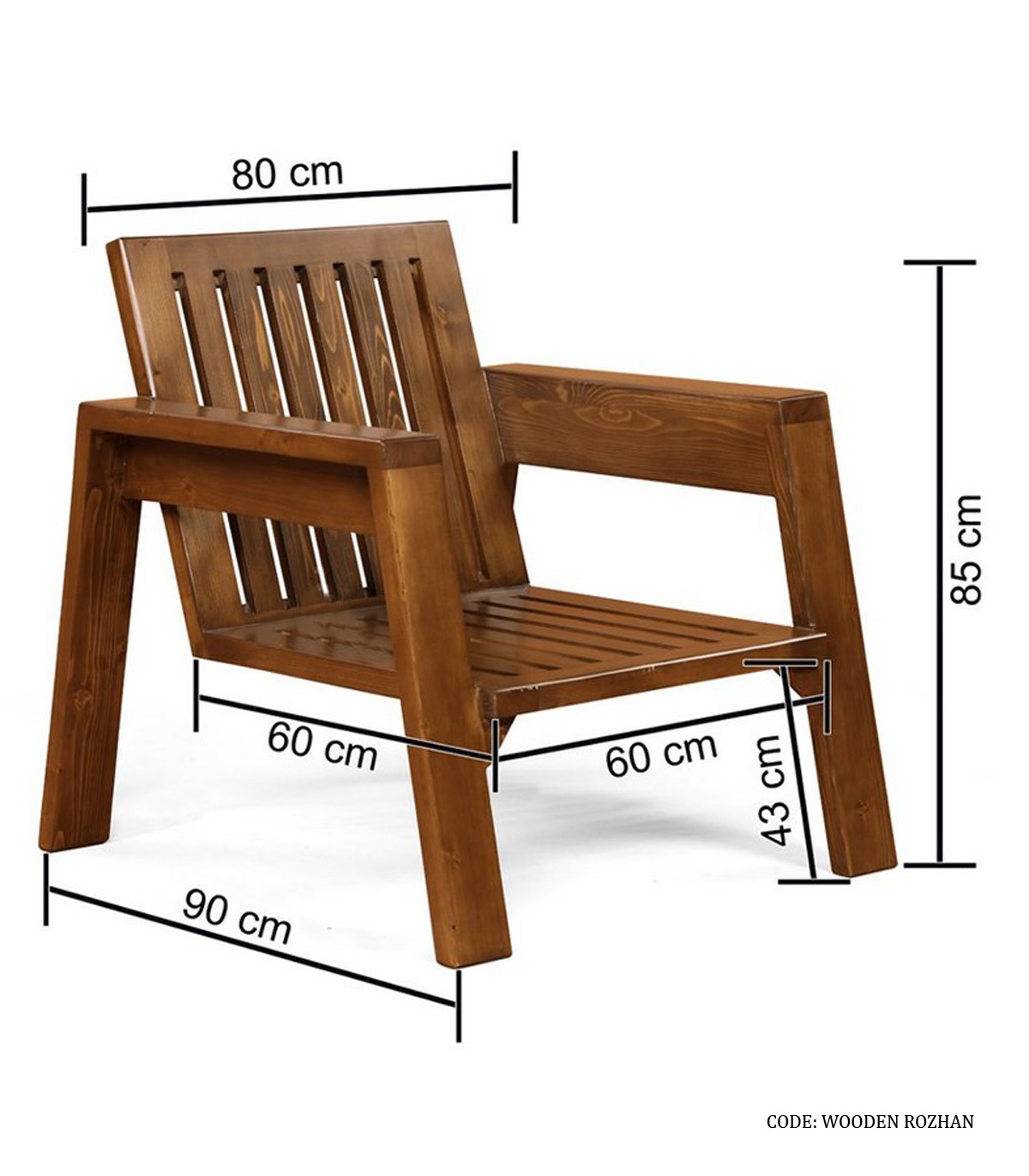 مبل مینیمال چوبی تک نفره مدل روژان