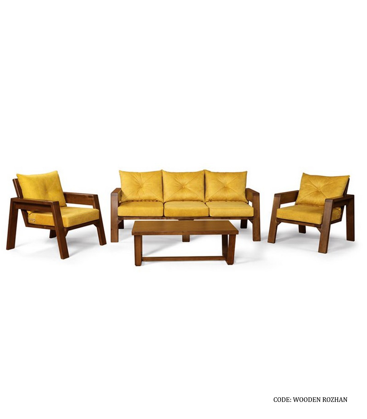 نیم ست مبلمان راحتی پنج نفره چوبی مدل روژان
