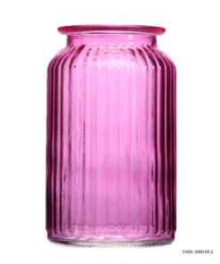 گلدان شیشه ای رومیزی صورتی بلند