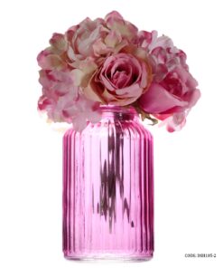 گلدان شیشه ای رومیزی صورتی بلند