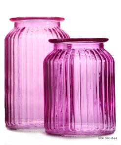 گلدان شیشه ای رومیزی صورتی بلند