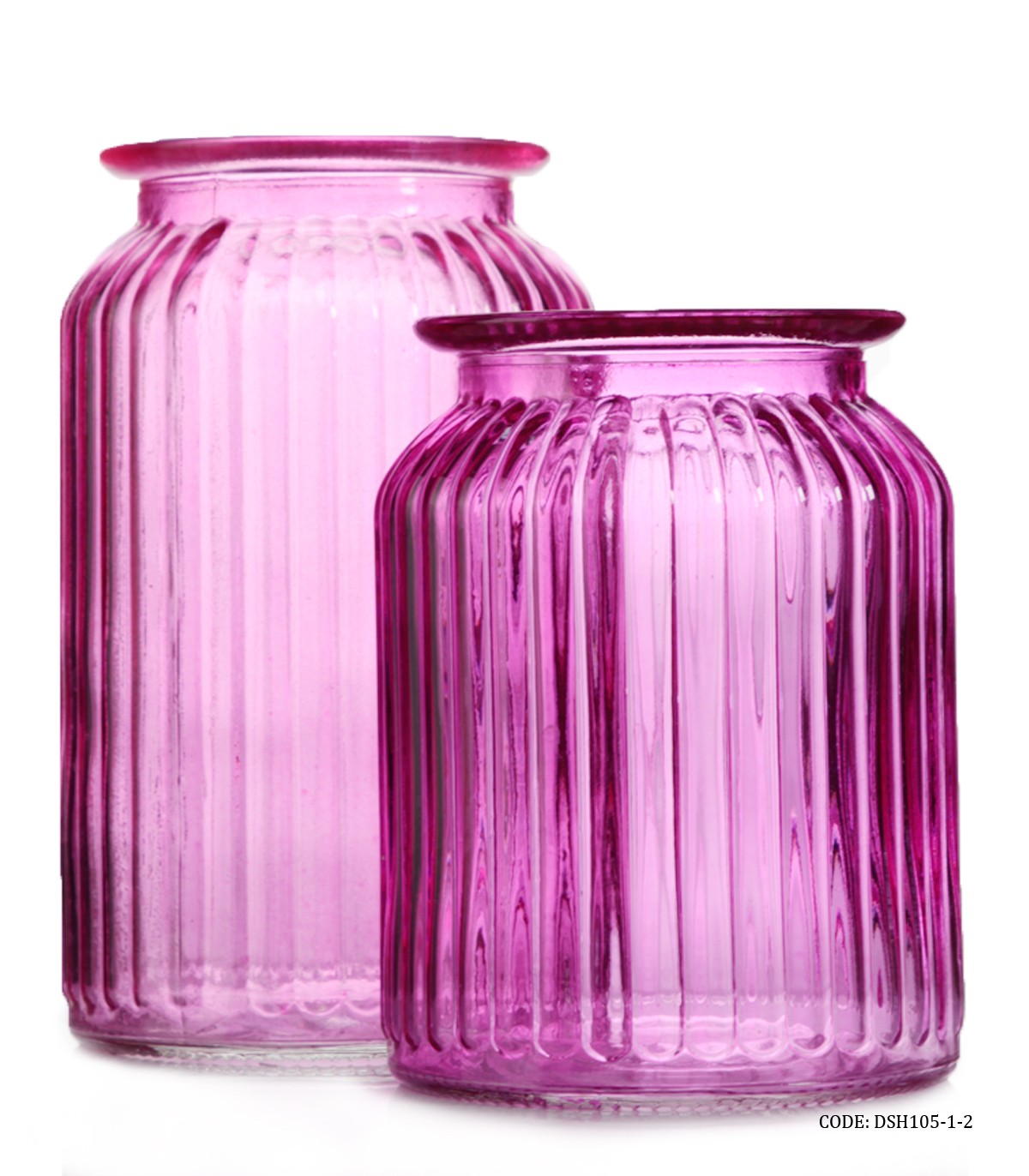 گلدان شیشه ای رومیزی صورتی بلند