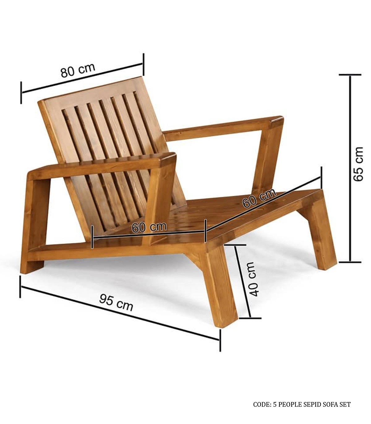 مبل تک نفره چوبی مدل سپید