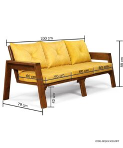 مبل راحتی سه نفره چوبی مدل روزان