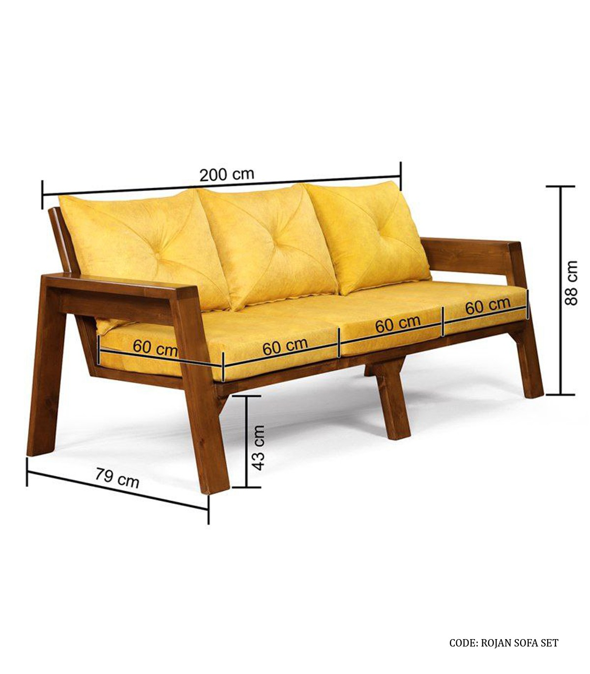 مبل راحتی سه نفره چوبی مدل روزان