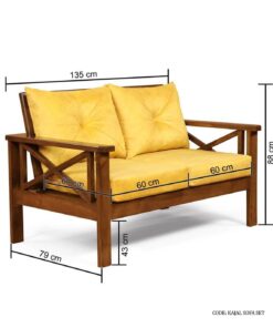 مبل دو نفره چوبی راحتی مدل کژال