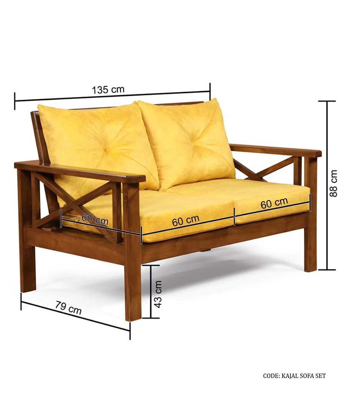 مبل دو نفره چوبی راحتی مدل کژال