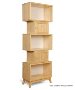کتابخانه چوبی 5 طبقه کمد دار روناک