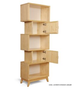 کتابخانه چوبی 5 طبقه کمد دار روناک