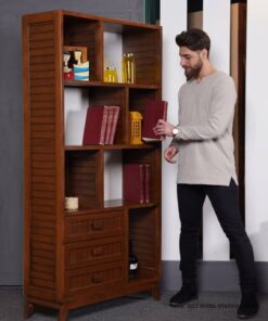 قفسه کتاب چوبی 3 طبقه کشو دار مدل رونیکا